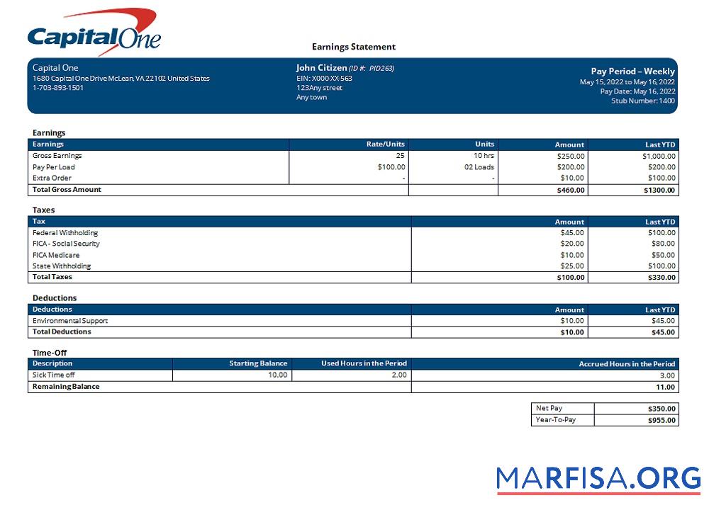 Downloadable USA Capital One banking company template